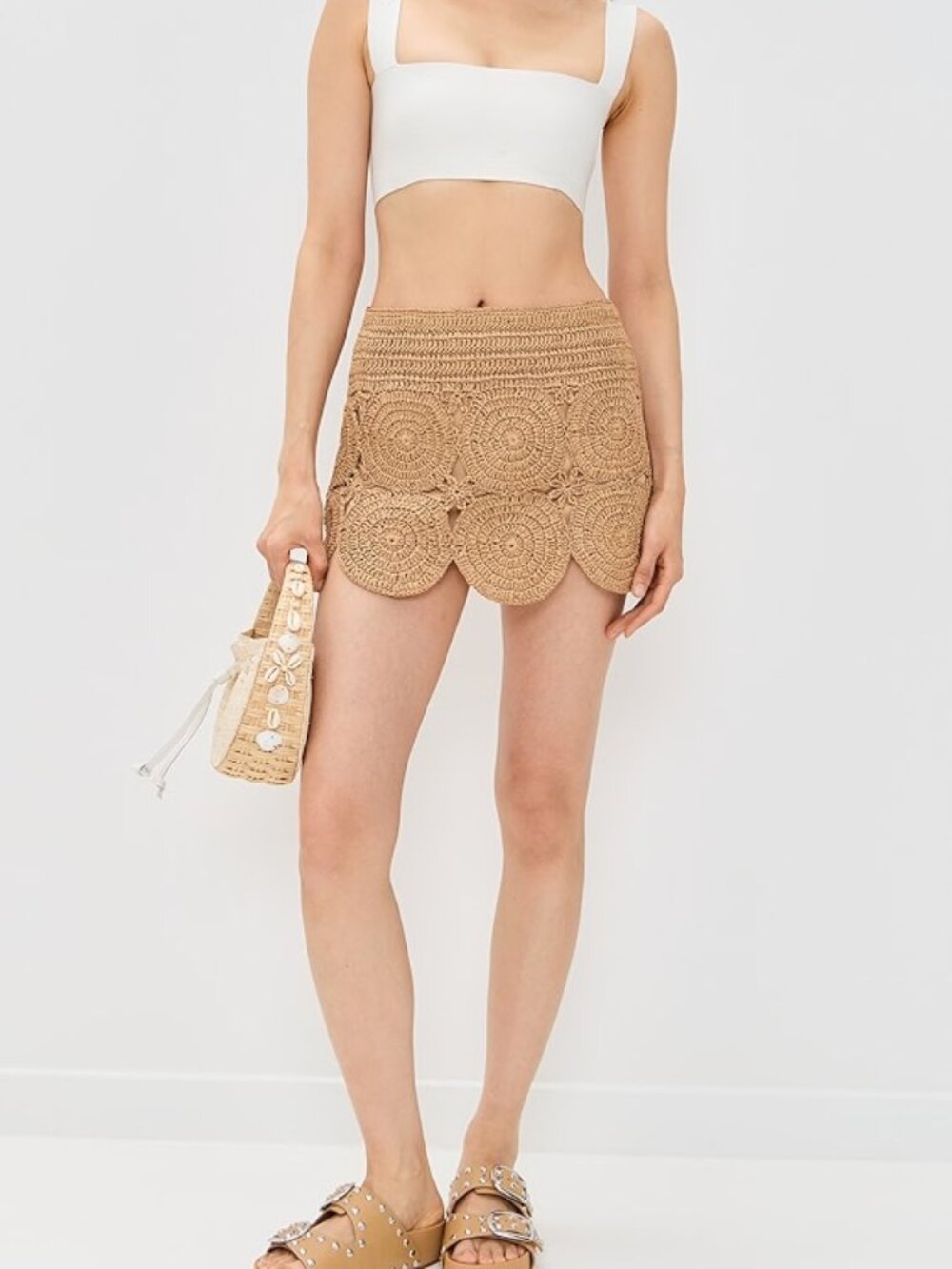 Simon Miller Beep Beep Gold Crochet Scalloped Mini Skirt XS - Picture 3 of 7